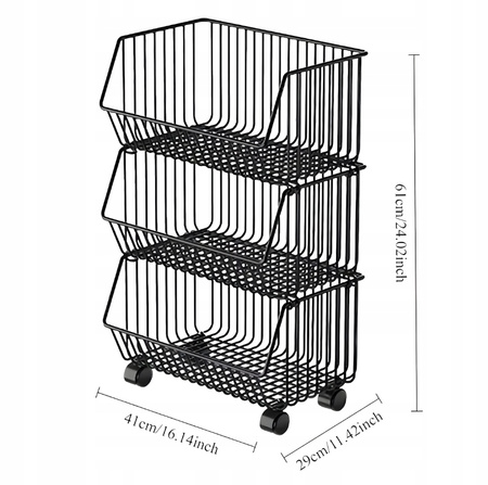 KUCHENNY ŁAZIENKOWY REGAŁ NA KÓŁKACH 3 poziomy składany szafka stolik