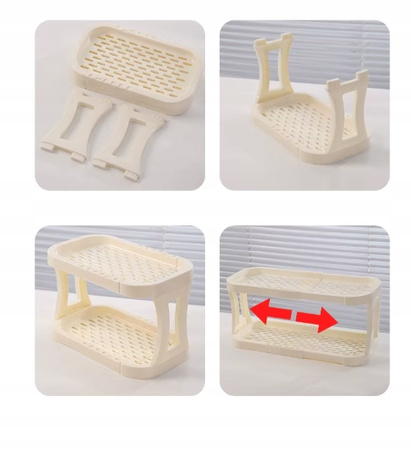 UNIWERSALNY ORGANIZER na biurko do łazienki biały rozsuwany na kosmetyki