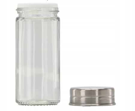 PRZYPRAWNIK SREBRNY 16 SŁOICZKÓW z naklejkami elegancki prezent organizer