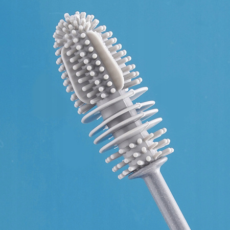 SILIKONOWA SZCZOTKA DO MYCIA BUTELEK SZKLANEK DŁUGA SZARA MYJKA ELASTYCZNA