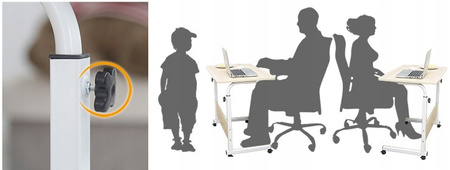 Eleganckie MOBILNE BIURKO REGULOWANE stolik na kółkach stolik POD LAPTOP