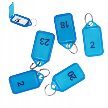 BRELOKI IDENTYFIKATORY DO KLUCZY 5szt niebieskie zawieszki breloczki