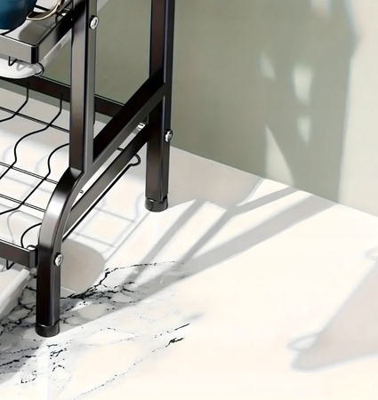 SUSZARKA DO NACZYŃ TRZYPOZIOMOWA czarna stal nierdzewna składana ociekacz