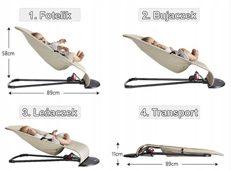 LEŻACZEK BUJACZEK ergonomiczny dla dziecka 4w1 fotelik balansowy krzesełko