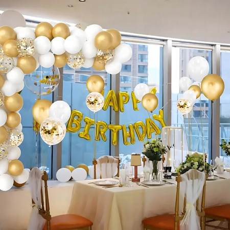 BALONOWA GIRLANDA ZESTAW BALONÓW białe złote urodziny impreza 110ele