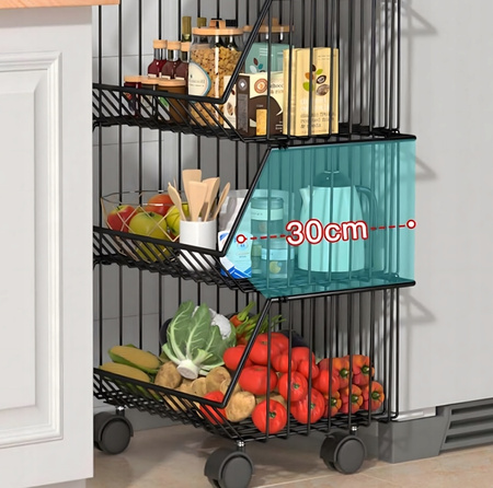 KUCHENNY ŁAZIENKOWY REGAŁ NA KÓŁKACH 3 poziomy składany szafka stolik