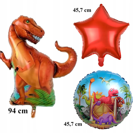 ZESTAW BALONÓW DINOZAURY balony na przyjęcie urodzinowe imprezę 5ele