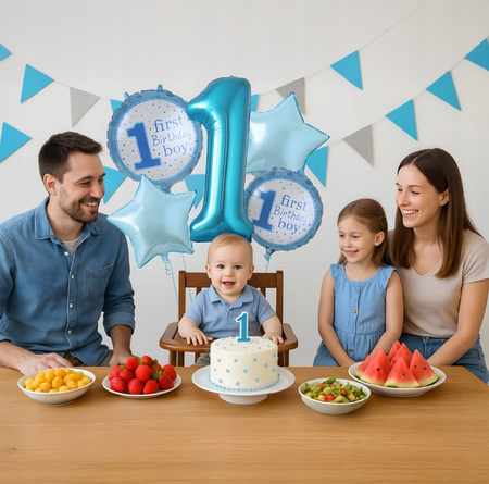 ZESTAW BALONÓW ROCZEK niebieski balony na przyjęcie urodzinowe imprezę 5ele