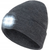 ZIMOWA CZAPKA Z LATARKĄ LED czołówka robocza do biegania z lampką szara