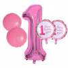 ZESTAW BALONÓW ROCZEK różowy balony na przyjęcie urodzinowe imprezę 5ele