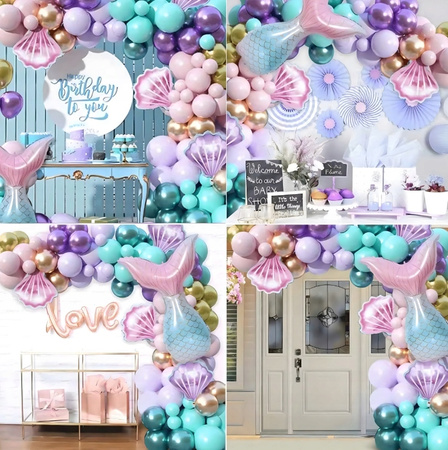 BALONOWA GIRLANDA ZESTAW BALONÓW URODZINOWYCH syrenka 97ele