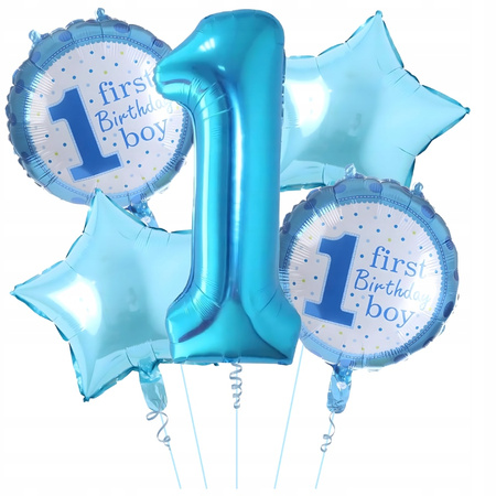 ZESTAW BALONÓW ROCZEK niebieski balony na przyjęcie urodzinowe imprezę 5ele