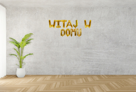NAPIS Z BALONÓW 40cm WITAJ W DOMU dekoracja na przywitanie złoty