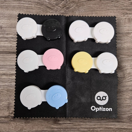 Pojemnik ŚWINKI na SOCZEWKI szkła KONTAKTOWE z oznaczeniem strony PIGS