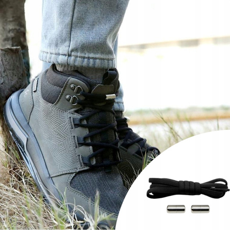 SZNURÓWKI BEZ WIĄZANIA elastyczne czarne sznurowadła do butów z zapięciem