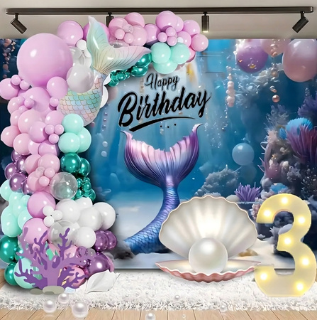 BALONOWA GIRLANDA ZESTAW BALONÓW URODZINOWYCH syrenka 97ele