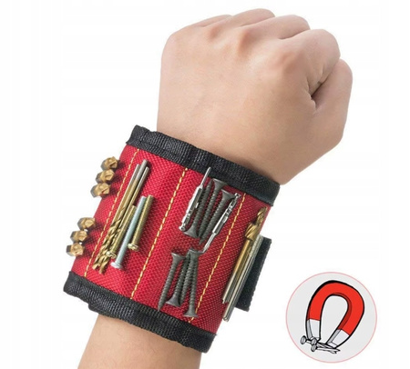 MAGNETYCZNA OPASKA NARZĘDZIOWA NA NADGARSTEK PRZYBORNIK NA ŚRUBKI GWOŹDZI