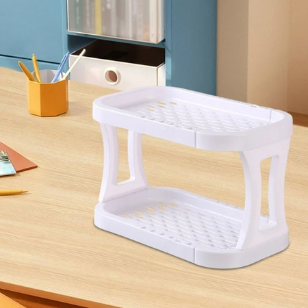 UNIWERSALNY ORGANIZER na biurko do łazienki biały rozsuwany na kosmetyki