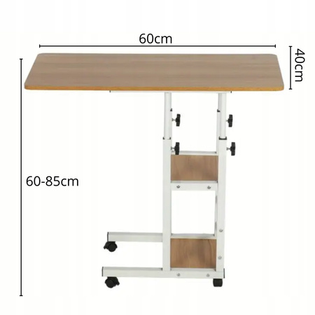MOBILNE BIURKO PRZYŁÓŻKOWE boczne regulowane na kółkach stolik POD LAPTOP