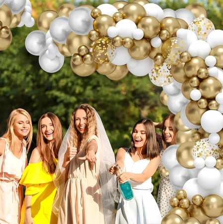 BALONOWA GIRLANDA ZESTAW BALONÓW białe złote urodziny impreza 110ele