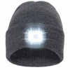 ZIMOWA CZAPKA Z LATARKĄ LED czołówka robocza do biegania z lampką szara