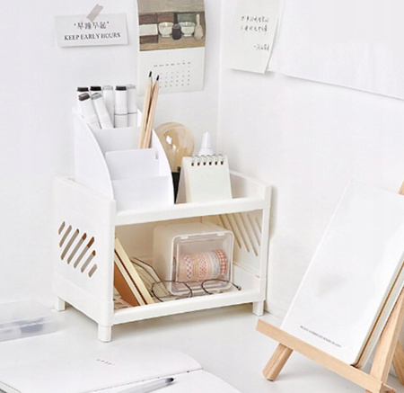 UNIWERSALNY ORGANIZER na biurko do łazienki biały praktyczny na kosmetyki