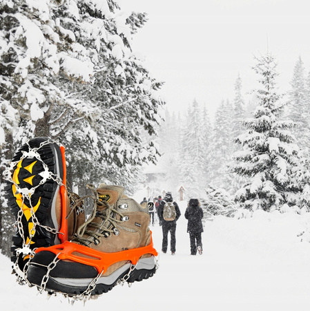 RACZKI ŁAŃCUCHY DO BUTÓW na lód kolce uniwersalne antypoślizgowe trekking