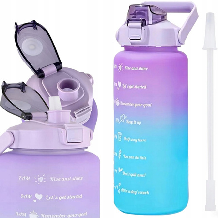 BIDON MOTYWACYJNY BUTELKA NA WODĘ ZE SŁOMKĄ UCHWYTEM NA SIŁOWNIĘ 2000ML