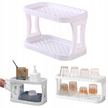 UNIWERSALNY ORGANIZER na biurko do łazienki biały rozsuwany na kosmetyki