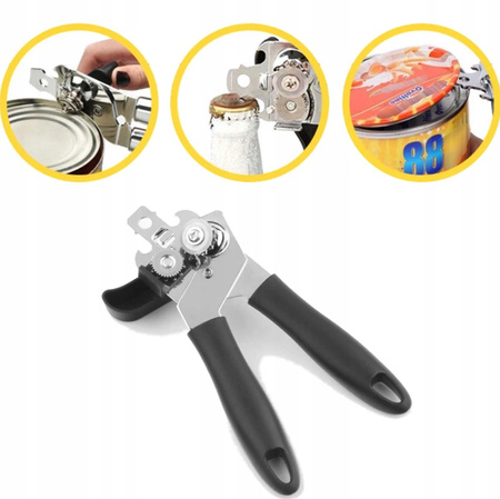 RĘCZNY METALOWY OTWIERACZ DO KONSERW butelek mocny solidny nierdzewny