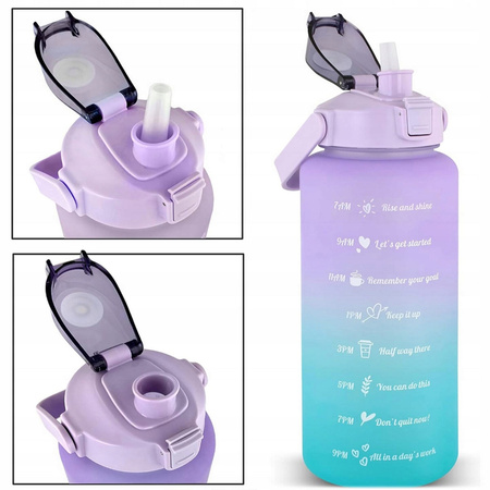 BIDON MOTYWACYJNY BUTELKA NA WODĘ ZE SŁOMKĄ UCHWYTEM NA SIŁOWNIĘ 2000ML