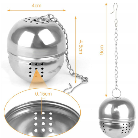 ZAPARZACZ DO HERBATY PARZENIA ZIÓŁ KULKA Z DZIURKAMI STALOWE