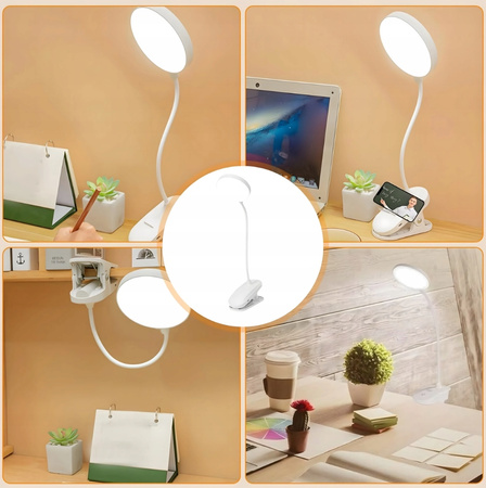 LAMPKA LED BEZPRZEWODOWA Z KLIPSEM nocna na biurko do pracy do czytania