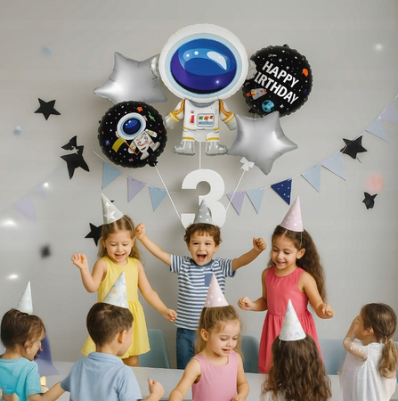 ZESTAW BALONÓW ASTRONAUTA urodzinowe przyjęcia dla dzieci 5elementów