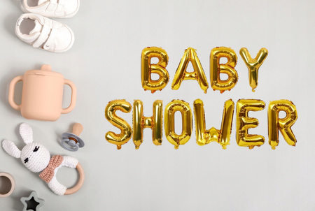 NAPIS Z BALONÓW 40cm BABY SHOWER dekoracja na przyjęcie bociankowe złoty