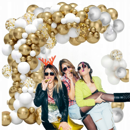 BALONOWA GIRLANDA ZESTAW BALONÓW białe złote urodziny impreza 110ele