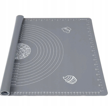 SILIKONOWA STOLNICA mata kuchenna szara do pizzy ciasta z miarkami