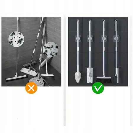 ŚCIENNY UCHWYT WIESZAK SAMOPRZYLEPNY NA MOPY MIOTŁY SZCZOTKI NARZĘDZIA