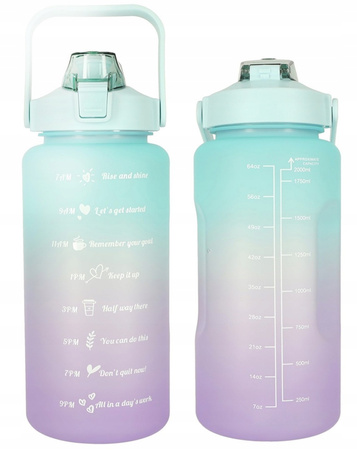 BIDON MOTYWACYJNY BUTELKA NA WODĘ ZE SŁOMKĄ UCHWYTEM NA SIŁOWNIĘ 2000ML