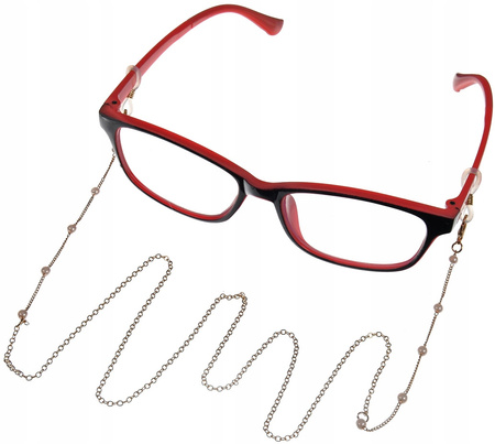 ŁAŃCUSZEK DO OKULARÓW złoty Z PERŁAMI zawieszka ozdobna sznureczek