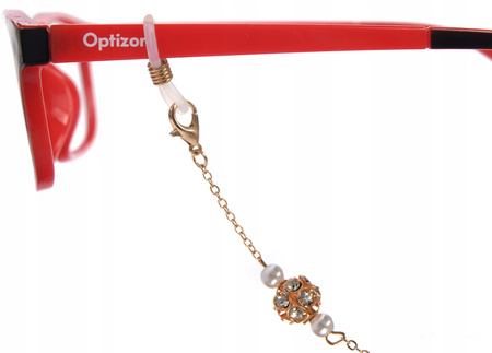 ŁAŃCUSZEK DO OKULARÓW złoty Z KAMIENIAMI zawieszka ozdobna sznureczek