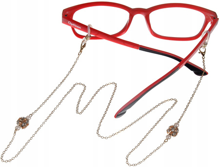 ŁAŃCUSZEK DO OKULARÓW złoty Z KAMIENIAMI zawieszka ozdobna sznureczek