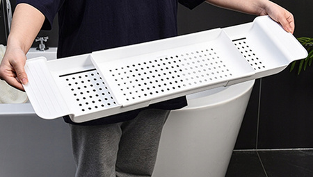 PÓŁKA na wannę łazienkowy organizer rozsuwany taca deska REGULOWANA