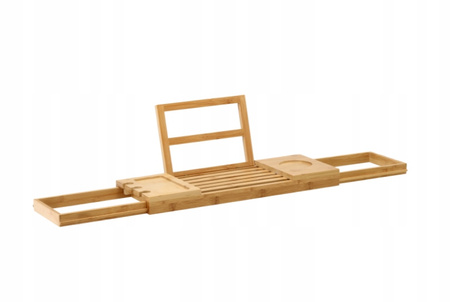 BAMBUSOWA PÓŁKA NA WANNĘ łazienkowy organizer regulowana taca ROZSUWANA
