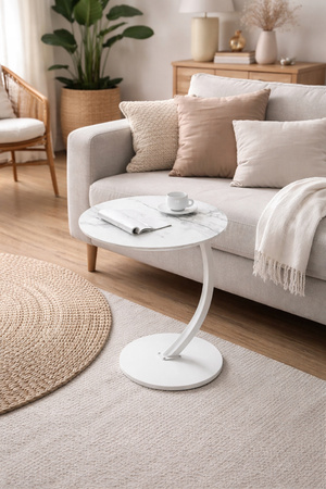 STOLIK KAWOWY BOCZNY OKRĄGŁY pomocniczy narożny do salonu