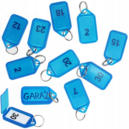 BRELOKI IDENTYFIKATORY DO KLUCZY 5szt niebieskie zawieszki breloczki