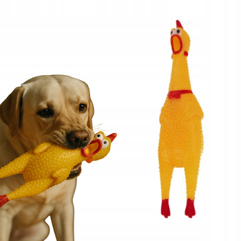 PISZCZĄCY KURCZAK gumowa gryzak żółty zabawka dla psa szczeniaka 30cm