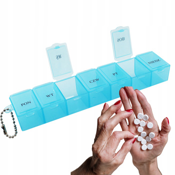 PUDEŁKO NA LEKI TABLETKI 7 PRZEGRÓDEK ORGANIZER TYGODNIOWY 7 DNI POJEMNIK